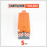 5-Tray Steel Cantilever Tool Storage Box Portable Parts Organiser Carry Holder