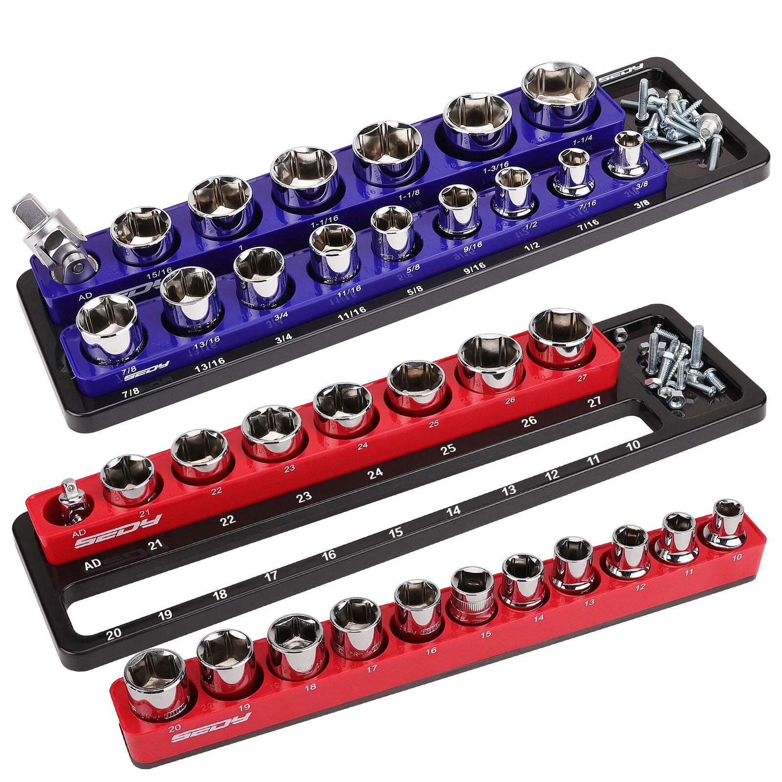 Sedy 2pc Magnetic Socket Organizer 1/2
