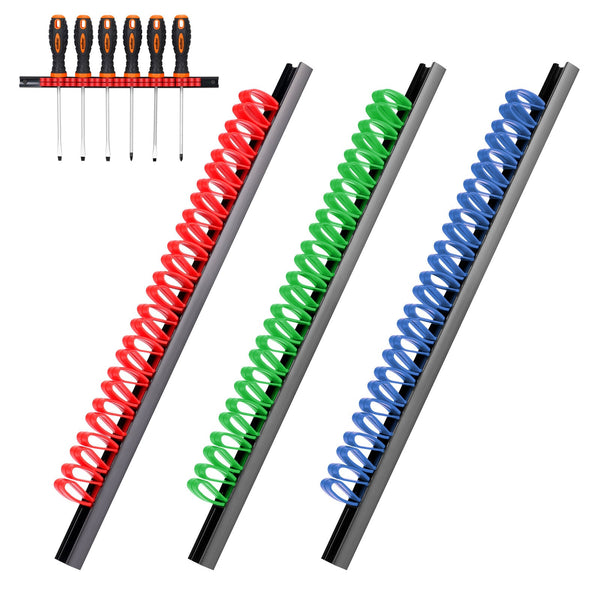 3Pc Wall Mounted Tools Holder Screwdriver Organizer Rail Rack Storage 3-Color