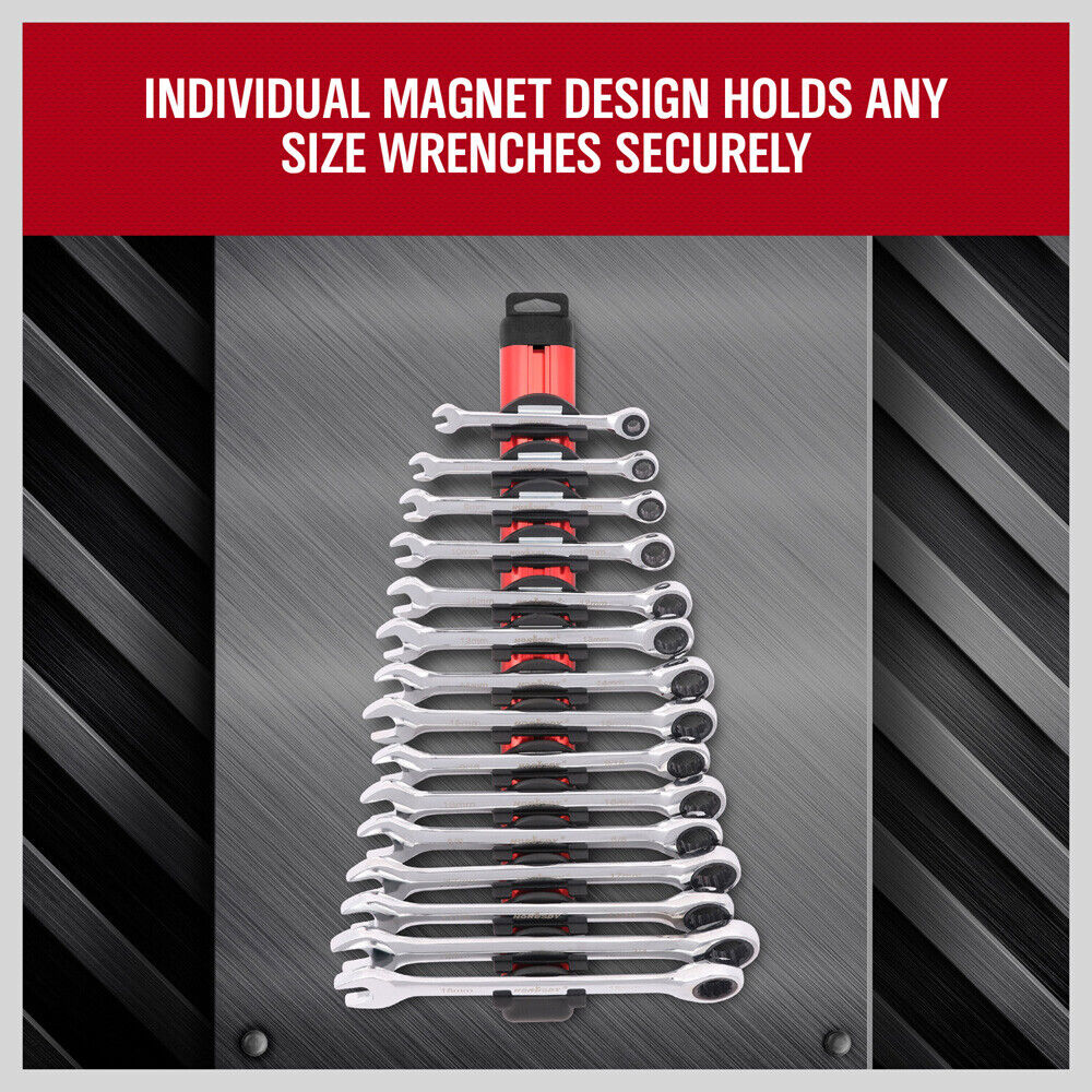 Large Spanner Rack Magnetic Spanner Holder Aluminum Wrench Rack - Red | Toolbox Direct