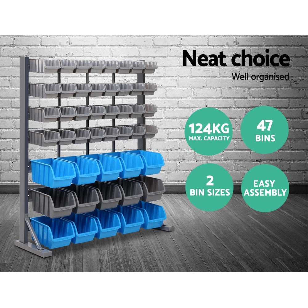 Giant Storage Rack Giantz 47 Storage Bin Rack Wall Mounted Steel Stand – Toolbox Direct