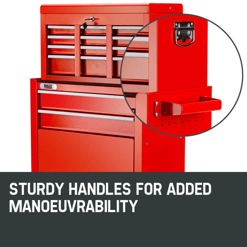 Bullet Chest Rack Bullet 8-Drawer Tool Box Cabinet – Red – Toolbox Direct